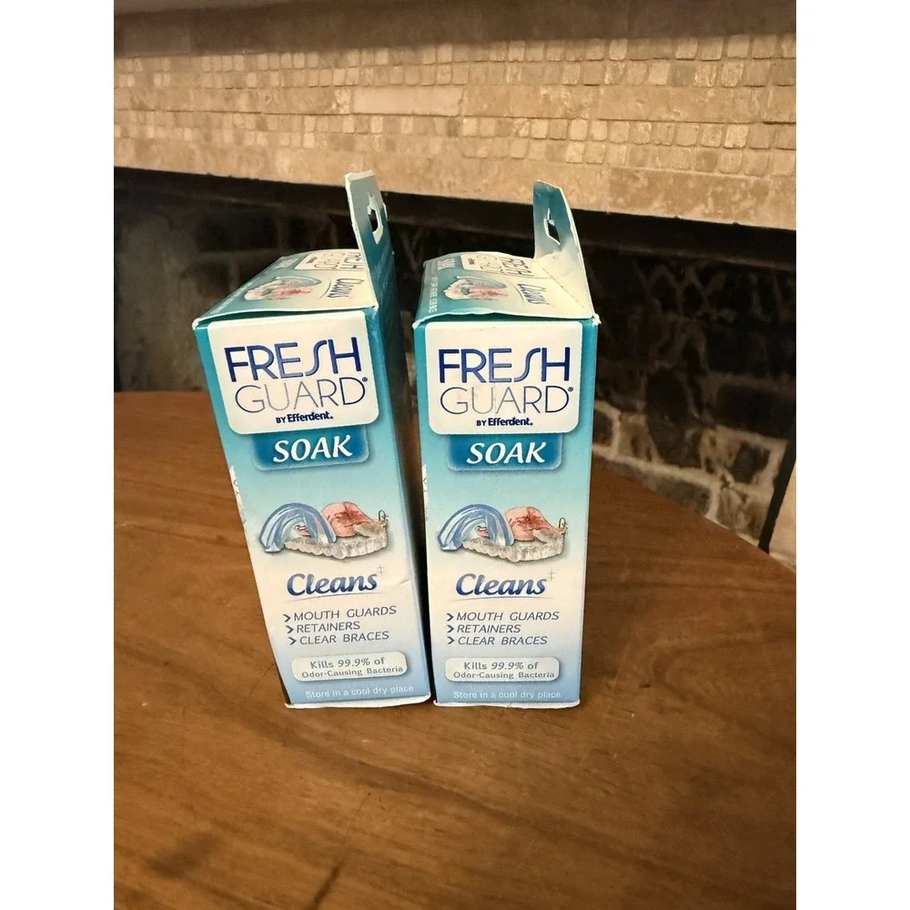 Fresh Guard Soak Efferdent Crystals x2/24 packets ea Retainer Mouthguard Braces